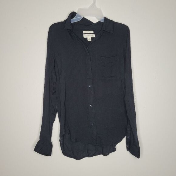 TREASURE & BOND Classic black button front lightweight timeless shirt xs - Picture 3 of 9